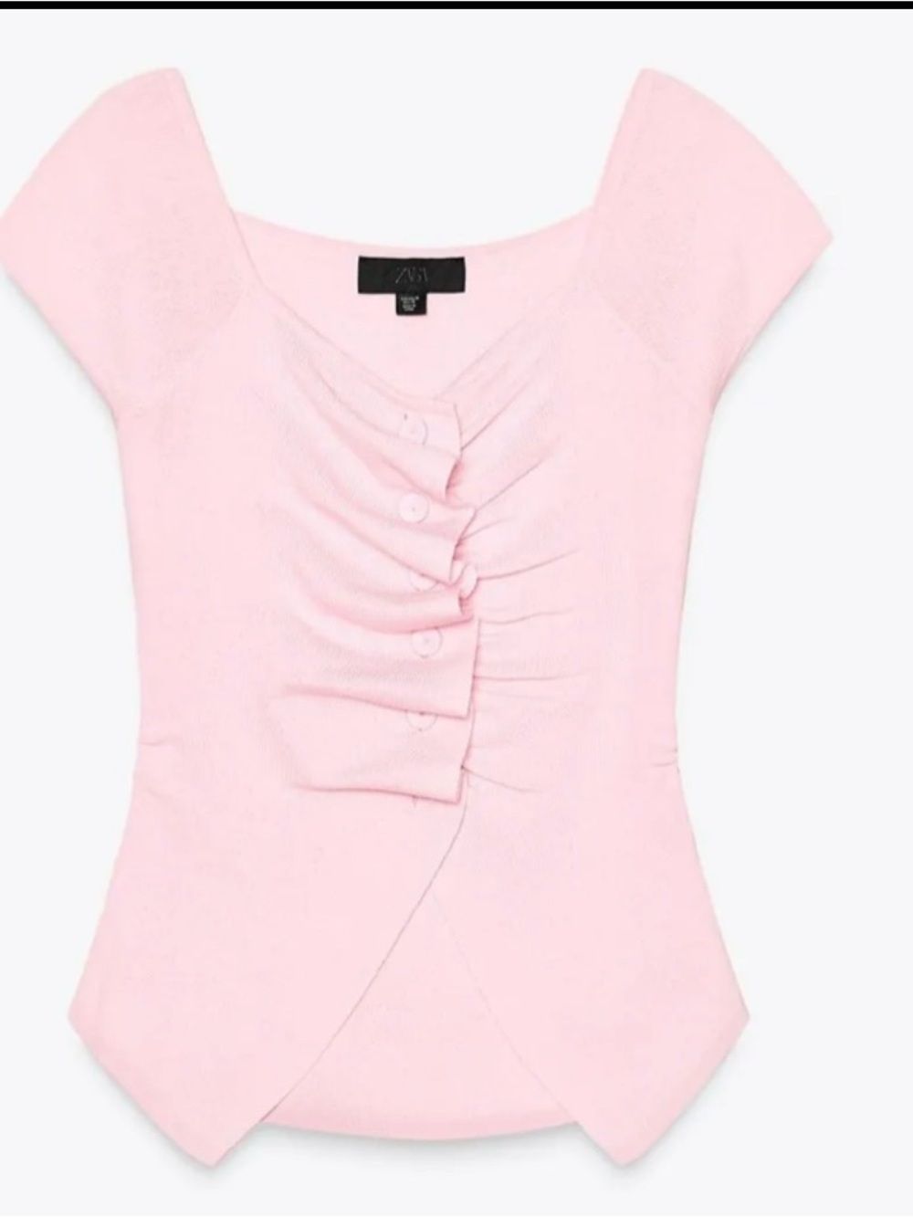 Zara Light Pink Ruched Short Sleeve Top